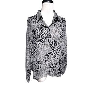 Marled Reunited Clothing Long Sleeve Animal Print Tunic Blouse Size Medium